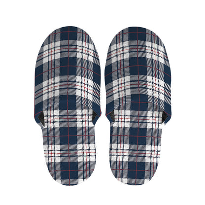 Blue White And Red Tartan Pattern Print Slippers