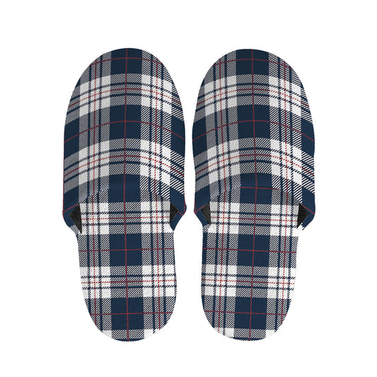 Blue White And Red Tartan Pattern Print Slippers