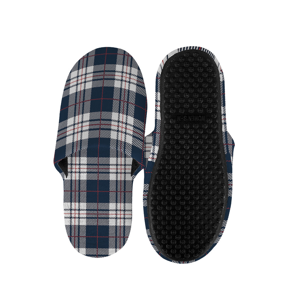 Blue White And Red Tartan Pattern Print Slippers