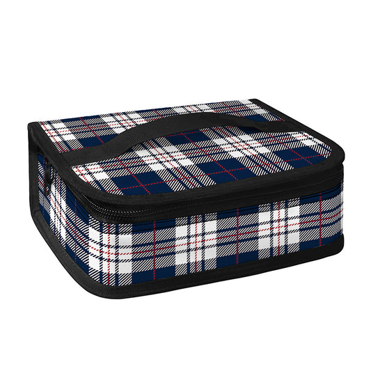 Blue White And Red Tartan Pattern Print Small Lunch Bag