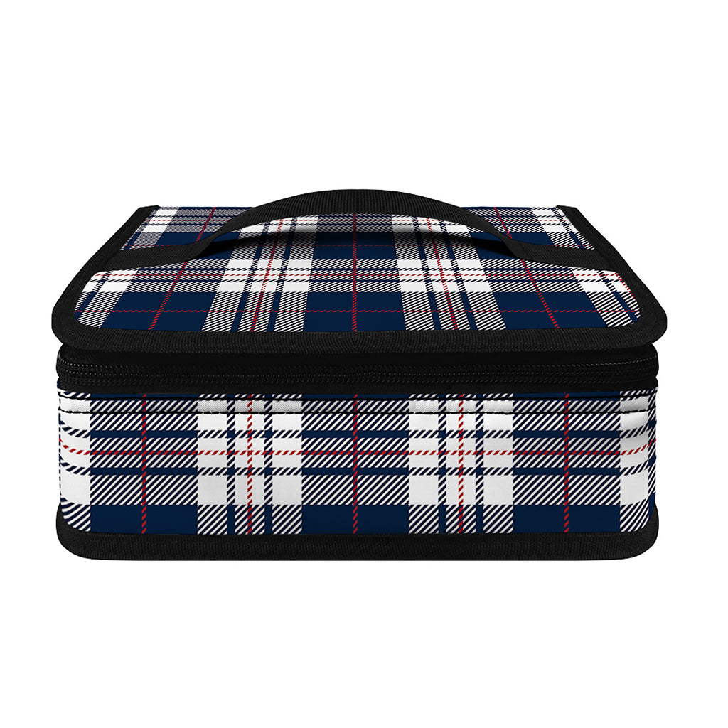 Blue White And Red Tartan Pattern Print Small Lunch Bag