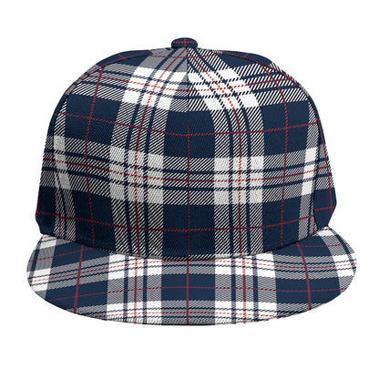 Blue White And Red Tartan Pattern Print Snapback Cap