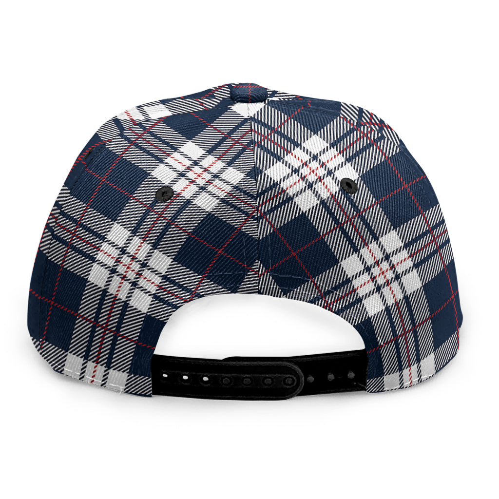 Blue White And Red Tartan Pattern Print Snapback Cap