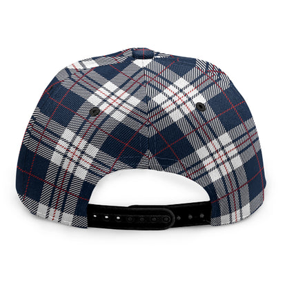 Blue White And Red Tartan Pattern Print Snapback Cap