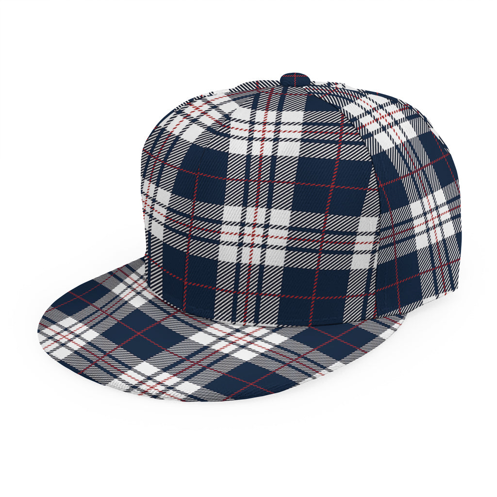Blue White And Red Tartan Pattern Print Snapback Cap