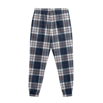 Blue White And Red Tartan Pattern Print Sweatpants