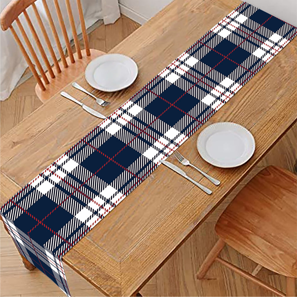 Blue White And Red Tartan Pattern Print Table Runner