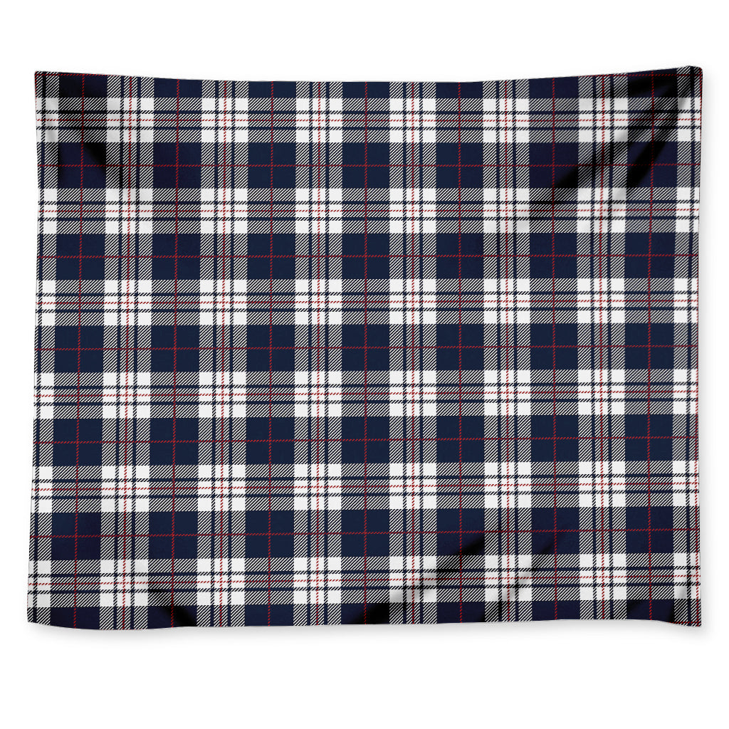 Blue White And Red Tartan Pattern Print Tapestry