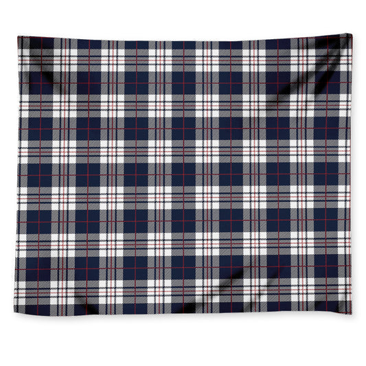 Blue White And Red Tartan Pattern Print Tapestry