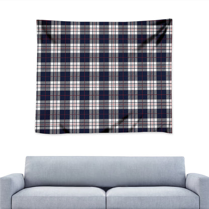 Blue White And Red Tartan Pattern Print Tapestry