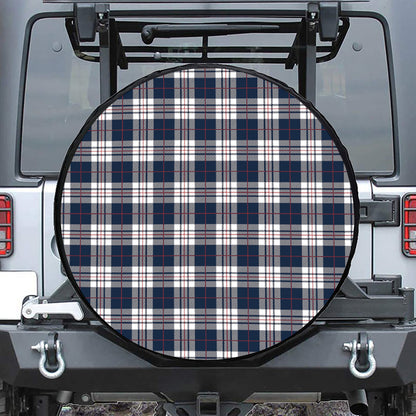 Blue White And Red Tartan Pattern Print Tire Cover