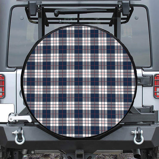 Blue White And Red Tartan Pattern Print Tire Cover