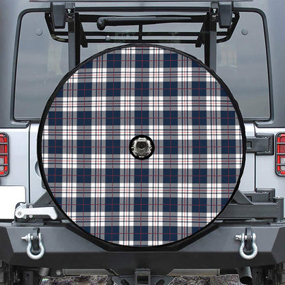 Blue White And Red Tartan Pattern Print Tire Cover With Camera Hole