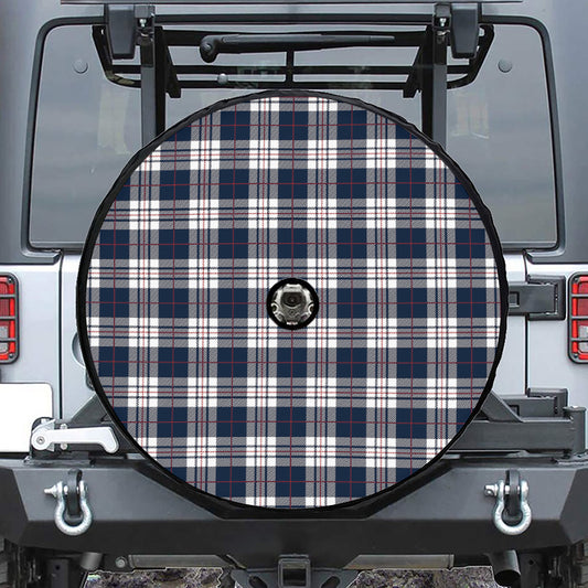 Blue White And Red Tartan Pattern Print Tire Cover With Camera Hole