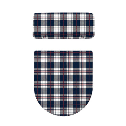 Blue White And Red Tartan Pattern Print Toilet Lid And Tank Cover Set