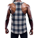 Blue White And Red Tartan Pattern Print Training Tank Top