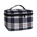 Blue White And Red Tartan Pattern Print Travel Makeup Bag