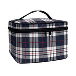 Blue White And Red Tartan Pattern Print Travel Makeup Bag
