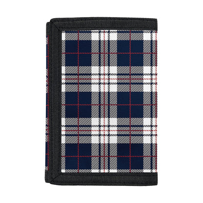 Blue White And Red Tartan Pattern Print Trifold Wallet