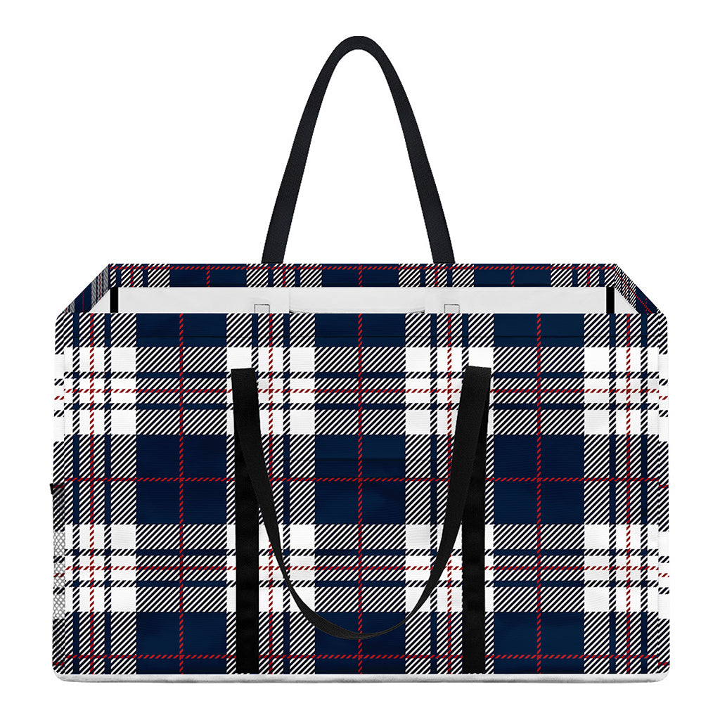 Blue White And Red Tartan Pattern Print Utility Tote Bag