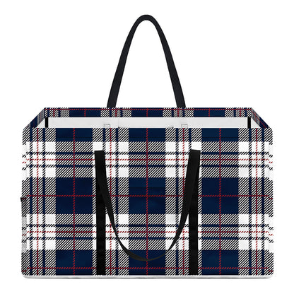 Blue White And Red Tartan Pattern Print Utility Tote Bag