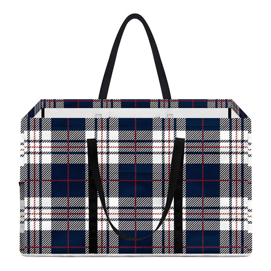Blue White And Red Tartan Pattern Print Utility Tote Bag