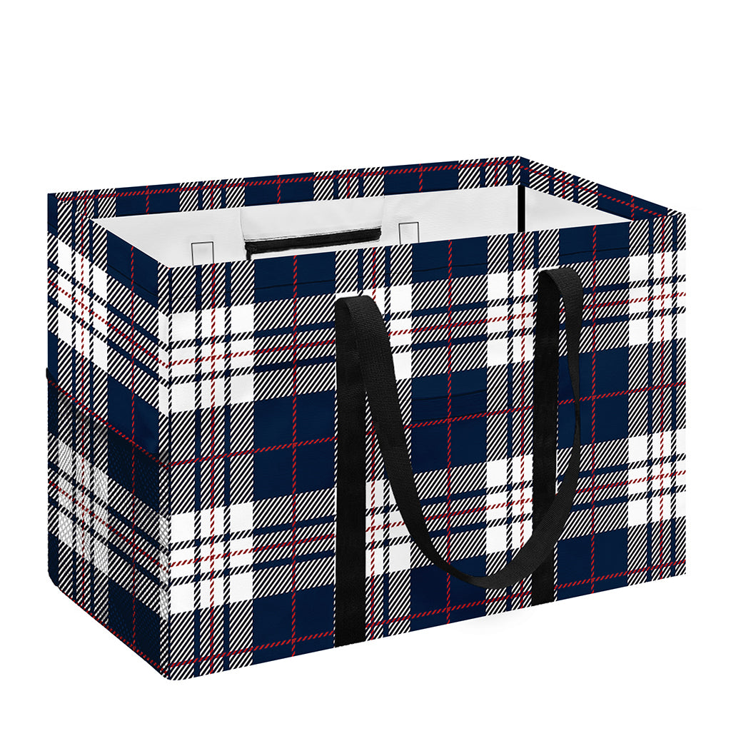 Blue White And Red Tartan Pattern Print Utility Tote Bag
