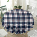 Blue White And Red Tartan Pattern Print Waterproof Round Tablecloth