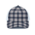 Blue White And Red Tartan Pattern Print White Mesh Trucker Hat