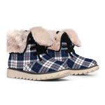 Blue White And Red Tartan Pattern Print Winter Boots