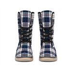 Blue White And Red Tartan Pattern Print Winter Boots