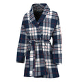 Blue White And Red Tartan Pattern Print Women's Bathrobe