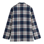 Blue White And Red Tartan Pattern Print Women's Blazer