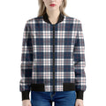 Blue White And Red Tartan Pattern Print Women's Bomber Jacket
