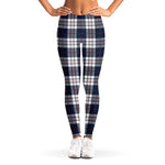 Blue White And Red Tartan Pattern Print Women's Leggings