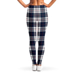 Blue White And Red Tartan Pattern Print Women's Leggings