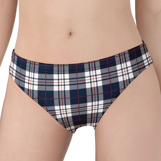 Blue White And Red Tartan Pattern Print Women's Panties