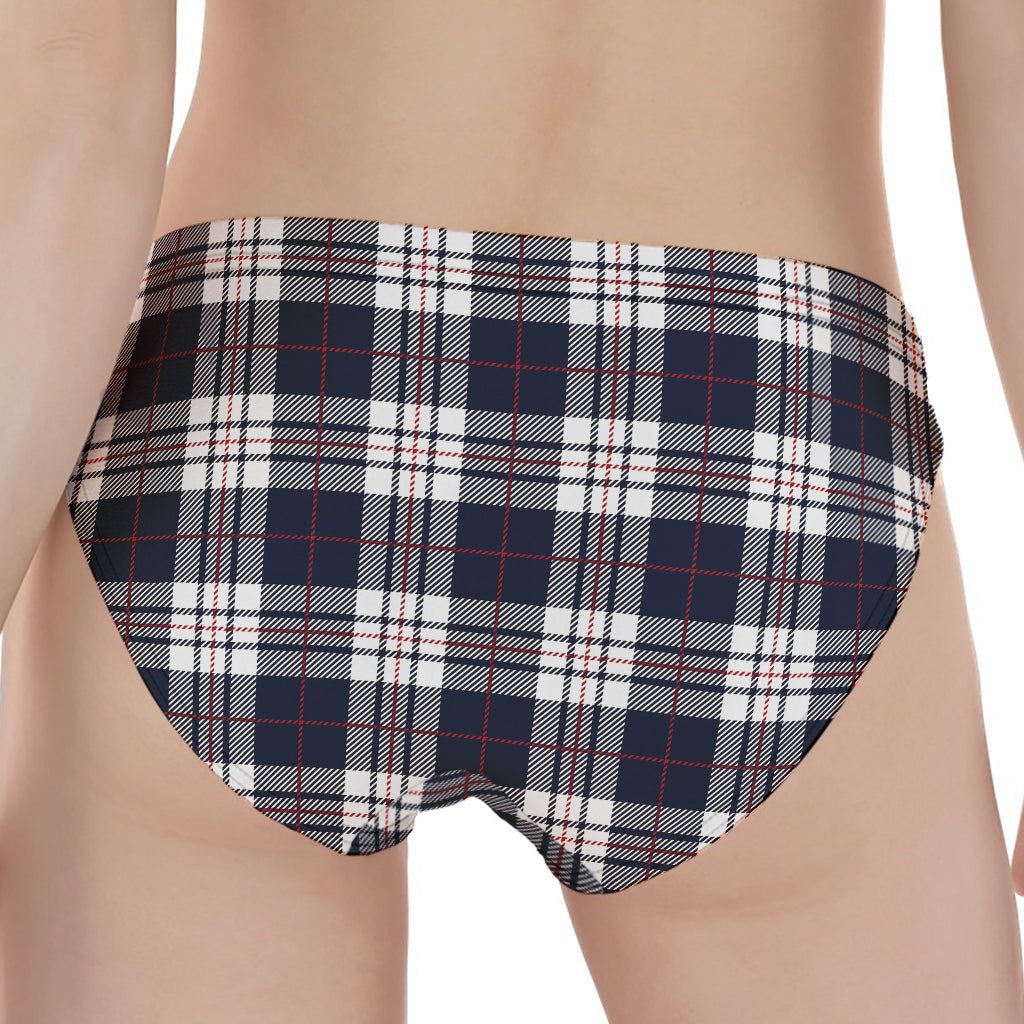Blue White And Red Tartan Pattern Print Women's Panties