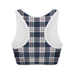 Blue White And Red Tartan Pattern Print Women's Sports Bra