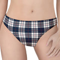 Blue White And Red Tartan Pattern Print Women's Thong