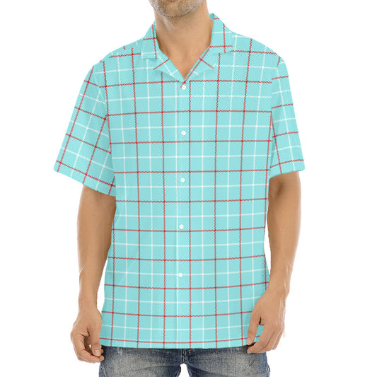 Blue White And Red Tattersall Print Aloha Shirt