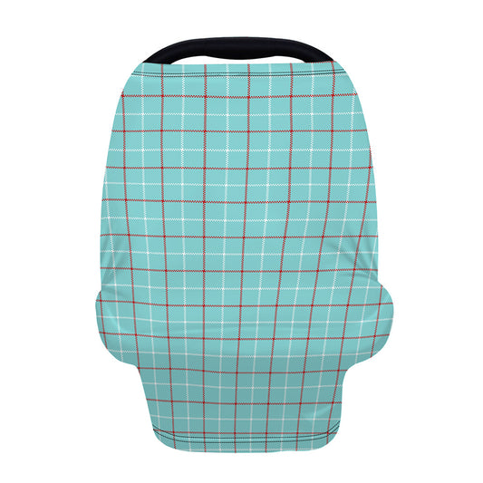 Blue White And Red Tattersall Print Baby Seat Cover
