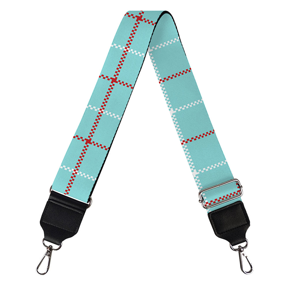 Blue White And Red Tattersall Print Bag Strap