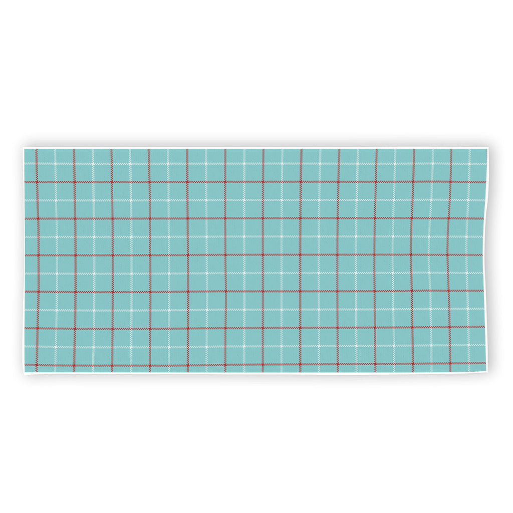 Blue White And Red Tattersall Print Beach Towel