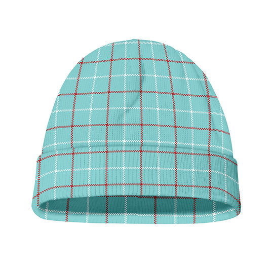 Blue White And Red Tattersall Print Beanie