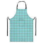 Blue White And Red Tattersall Print Bib Apron With Pocket