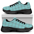 Blue White And Red Tattersall Print Black Chunky Shoes