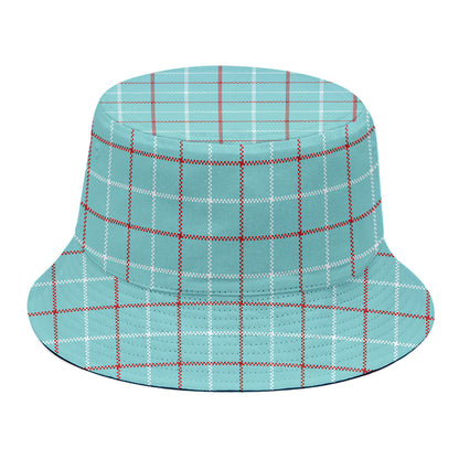 Blue White And Red Tattersall Print Bucket Hat