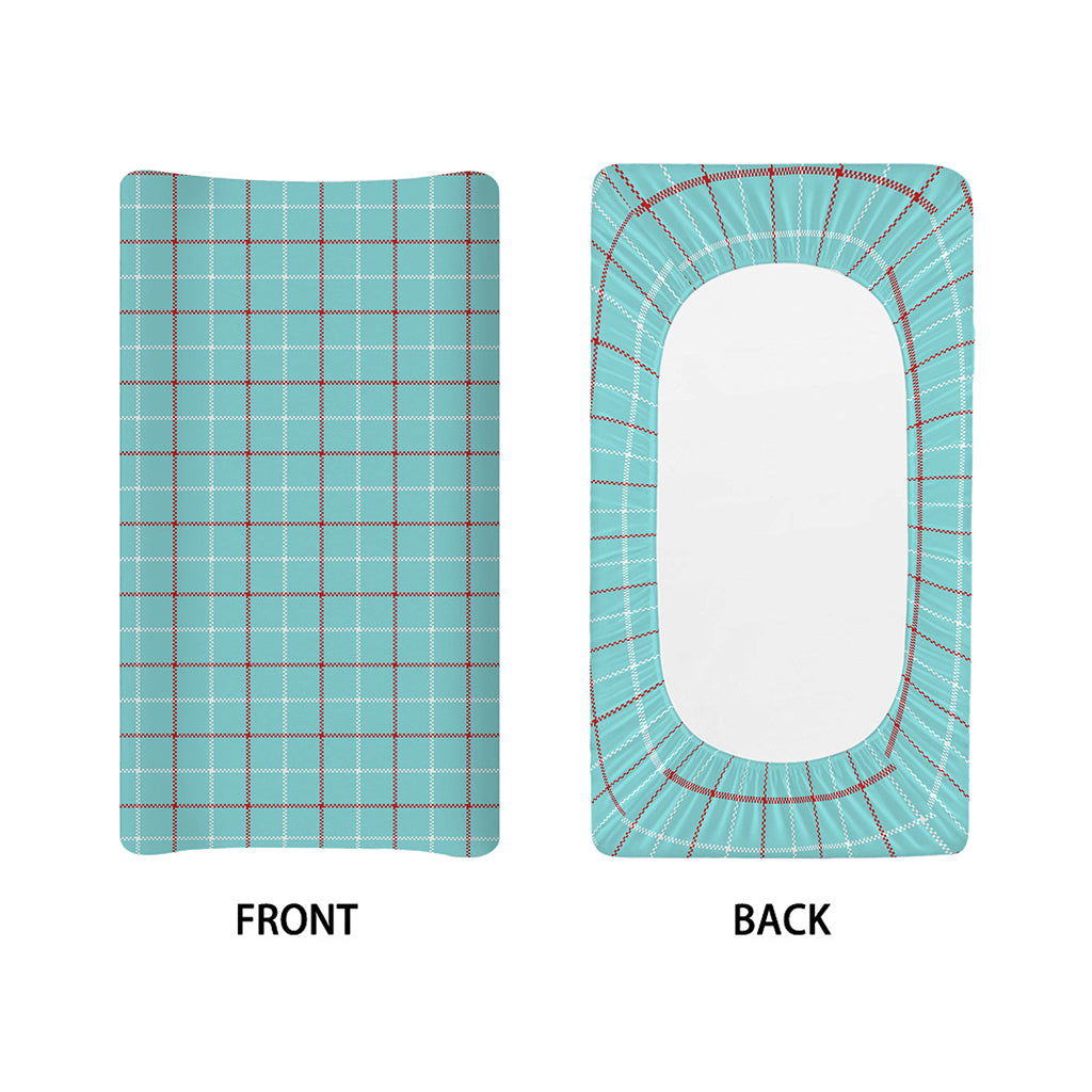 Blue White And Red Tattersall Print Changing Pad Cover