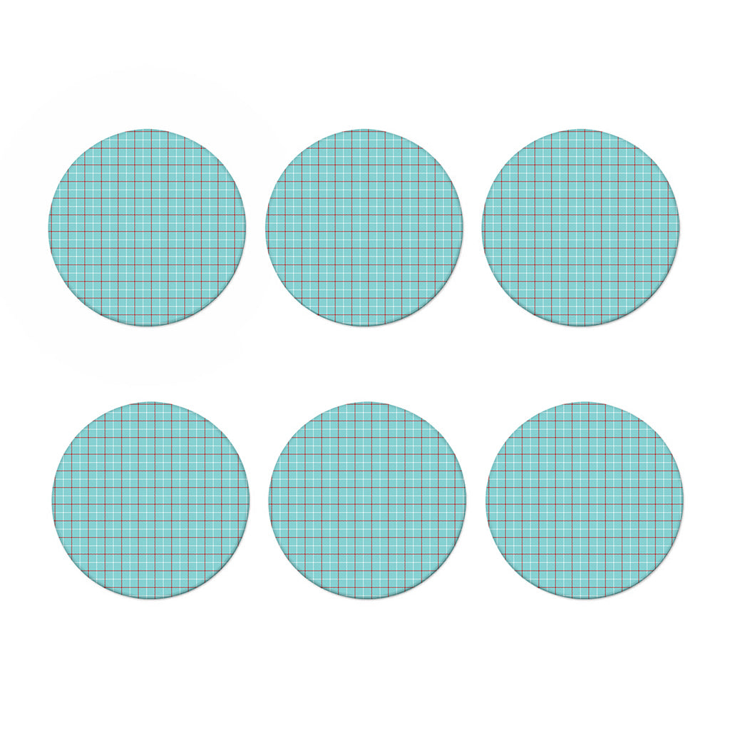 Blue White And Red Tattersall Print Coaster Set